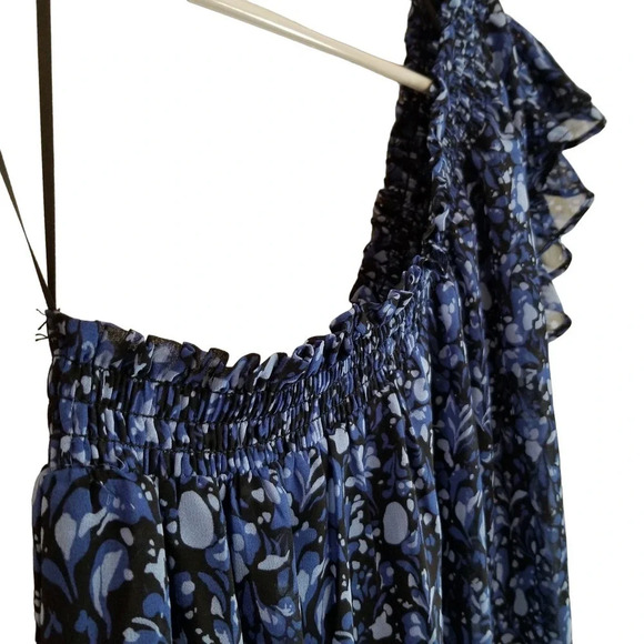 Collective Concepts Womens Maxi One Shoulder Floral Dress S Blue Tiered new - Picture 3 of 11